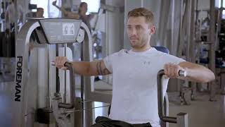 Machine chest press (stands in for the chest dip) video